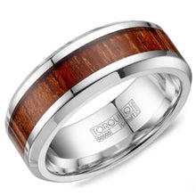 Load image into Gallery viewer, CrownRing 8MM Cobalt Wedding Band with Wood Inlay Center
