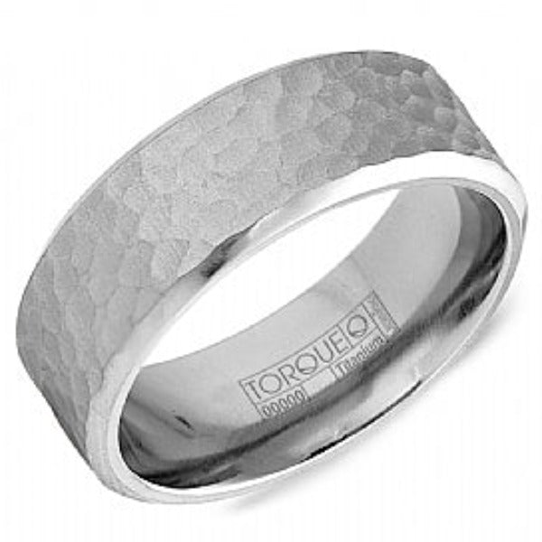 CrownRing 8MM Titanium Hammered Frosted Wedding Band