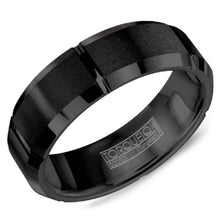 Load image into Gallery viewer, CrownRing Beveled Edge Notched Tungsten Wedding Band
