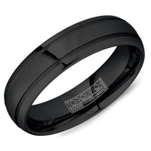 Load image into Gallery viewer, CrownRing Black Tungsten Grooved Wedding Band
