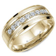 Load image into Gallery viewer, CrownRing Satin &amp; High Polish Wide Round Cut Diamond Wedding Band
