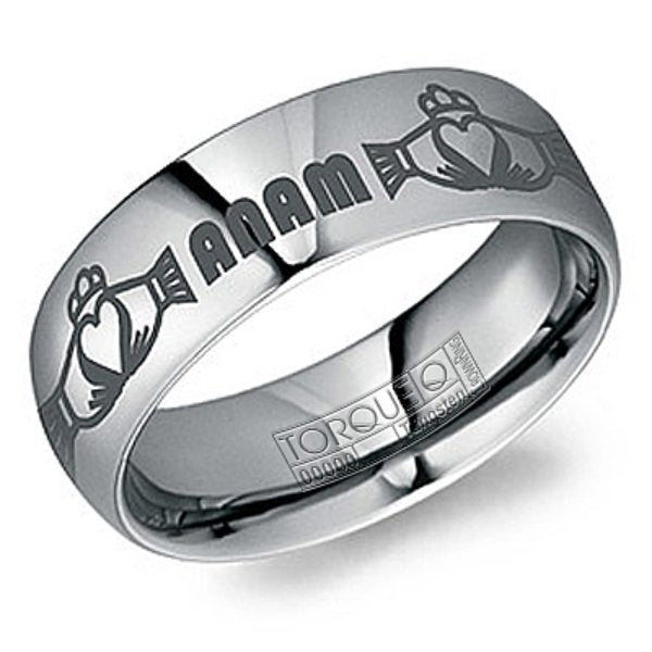 CrownRing Tungsten Personalized Name Wedding Band
