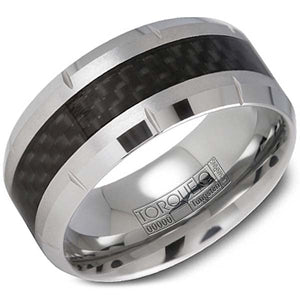 CrownRing Tungsten Wedding Band with Carbon Fiber Inlay