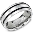 Load image into Gallery viewer, CrownRing Tungsten Wedding Band with Double Stripe Black Inlay

