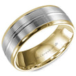 Load image into Gallery viewer, CrownRing Two-Tone 8MM Sandpaper Center &amp; High Polish Grooved Wedding Band
