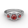 Load image into Gallery viewer, Dazzling Three Stone Ruby and Diamond Halo Ring
