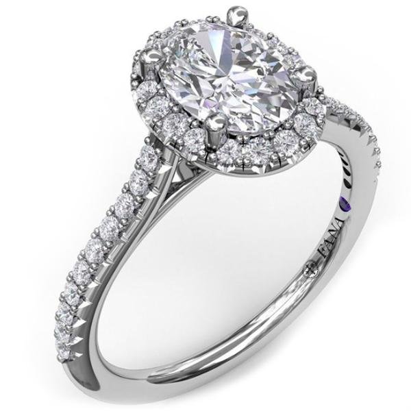 Fana Classic Oval Halo Prong Set Diamond Engagement Ring