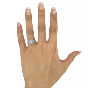 Fana Cushion Halo Bezel Set Milgrain Diamond Engagement Ring