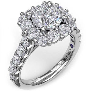 Fana Cushion Halo Round Center Diamond Engagement Ring