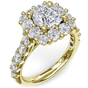 Fana Cushion Halo Round Center Diamond Engagement Ring