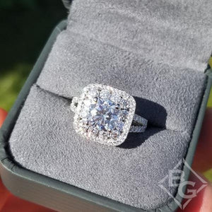 Fana Cushion Shaped Double Halo Diamond Engagement Ring