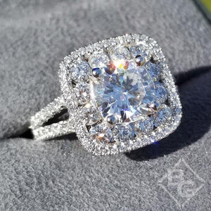 Fana Cushion Shaped Double Halo Diamond Engagement Ring