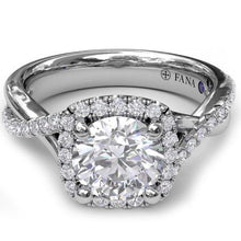 Load image into Gallery viewer, Fana Cushion Shaped Halo Twist Diamond Engagement Ring
