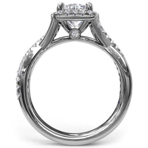 Fana Cushion Shaped Halo Twist Diamond Engagement Ring