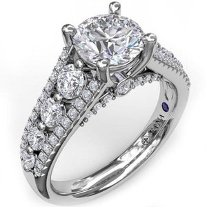 Fana Large Center Graduating Diamond Three Row Diamond Engagement Ring