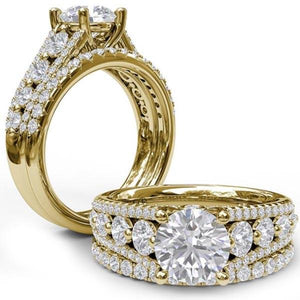 Fana Large Center Graduating Diamond Three Row Diamond Engagement Ring