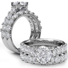 Load image into Gallery viewer, Fana Large Round Side Diamond Shared Prong Diamond Engagement Ring
