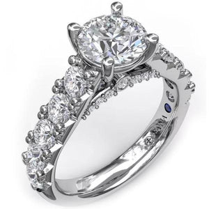 Fana Large Round Side Diamond Shared Prong Diamond Engagement Ring
