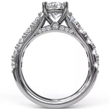 Load image into Gallery viewer, Fana Large Round Side Diamond Shared Prong Diamond Engagement Ring
