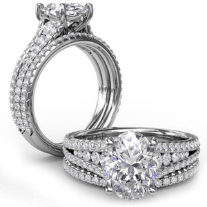 Fana Oval Triple-Row Tapered Diamond Engagement Ring
