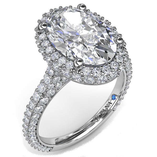 Fana Large Oval Diamond Pave-Set Halo Engagement Ring