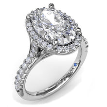 Load image into Gallery viewer, Fana 14K White Gold Large Oval Diamond Pave-Set Skinny Halo Engagement Ring
