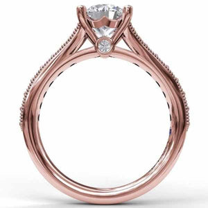 Fana Round Cut Four Prong Milgrain Diamond Engagement Ring