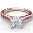 Load image into Gallery viewer, Fana Round Cut Four Prong Rose Gold Milgrain Solitaire Engagement Ring
