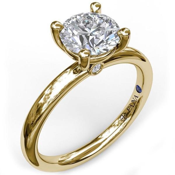 Fana Round Cut Four Prong Yellow Gold Solitaire Engagement Ring
