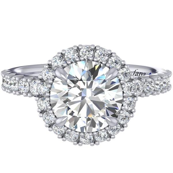 Fana Round Cut Halo Prong Set Diamond Engagement Ring