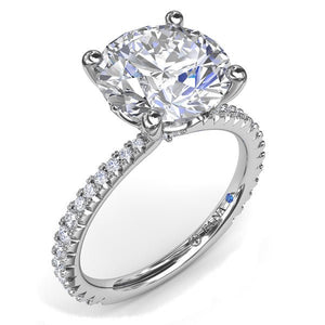 Fana Large Round Cut French Set Diamond Engagement Ring