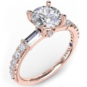 Fana Round Cut with Side Baguette Diamond Engagement Ring