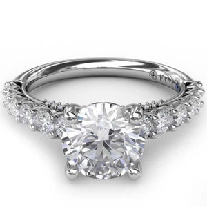 Fana Shared Prong Round Cut Diamond Engagement Ring with Large Center