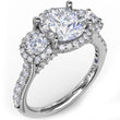 Load image into Gallery viewer, Fana Three Stone Halo Large Round Center Diamond Engagement Ring
