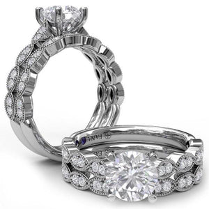 Fana Vintage Style Marquise Side Design Engagement Ring
