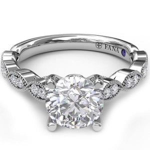 Fana Vintage Style Marquise Side Design Engagement Ring