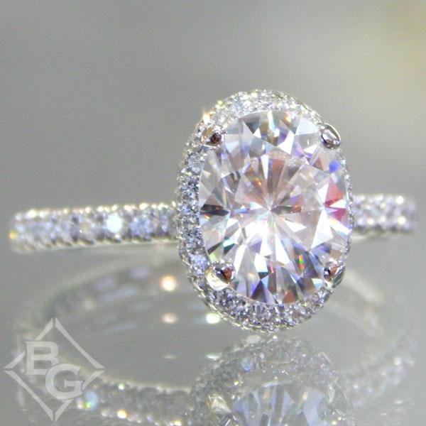 Forever One Oval Cut Moissanite Halo Diamond Engagement Ring