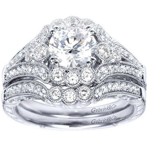 Gabriel Amavida "Armada" Round Halo Vintage Style Diamond Engagement Ring