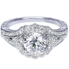 Load image into Gallery viewer, Gabriel Amavida &quot;Armada&quot; Round Halo Vintage Style Diamond Engagement Ring
