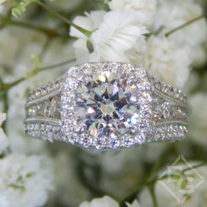 Gabriel Amavida "Dawn" Cushion Halo Diamond Engagement Ring