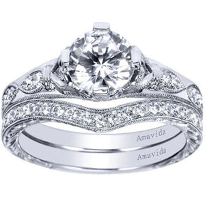 Gabriel Amavida "Kirie" Vintage Style Tapered Diamond Engagement Ring