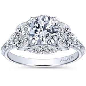 Gabriel Amavida "Margarita" Vintage Halo Diamond Engagement Ring