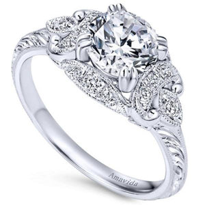 Gabriel Amavida "Margarita" Vintage Halo Diamond Engagement Ring