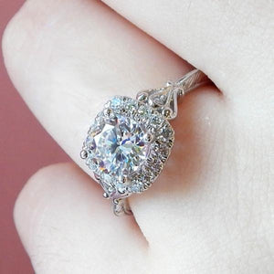 Gabriel & Co. "Mercer" Cushion Halo Vintage Style Diamond Engagement Ring