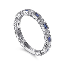 Load image into Gallery viewer, Gabriel &amp; Co. Bezel Set Blue Sapphire &amp; Diamond Stackable Ring
