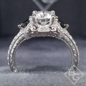 Gabriel "Chrystie" White & Black Diamond Halo Engagement Ring
