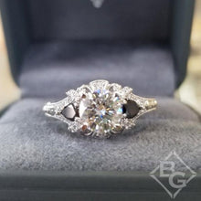 Load image into Gallery viewer, Gabriel &quot;Chrystie&quot; White &amp; Black Diamond Halo Engagement Ring
