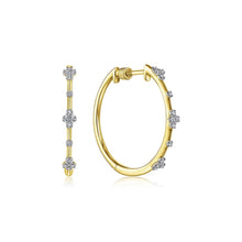 Load image into Gallery viewer, Gabriel &amp; Co. 0.75 Inch Round Station Diamond Cluster Hoop Earrings
