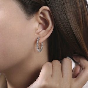 Gabriel & Co 1.95 Carat "Inside & Out" Classic Diamond Hoop Earrings