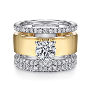 Gabriel & Co. "Aiza" Wide Diamond Engagement Ring